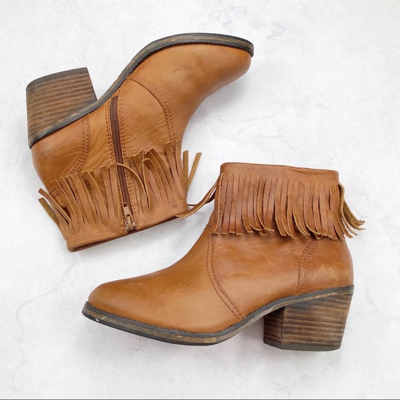 Shoemint Shoes - [Shoemint] Western Boho Fringe Ankle Booties